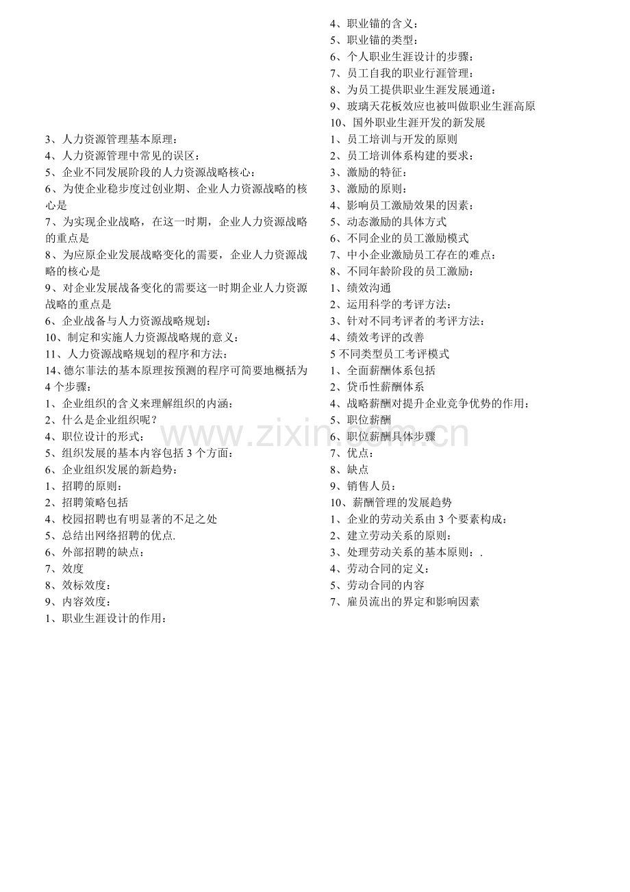 201101人力资源管理概论复习资料.doc_第1页