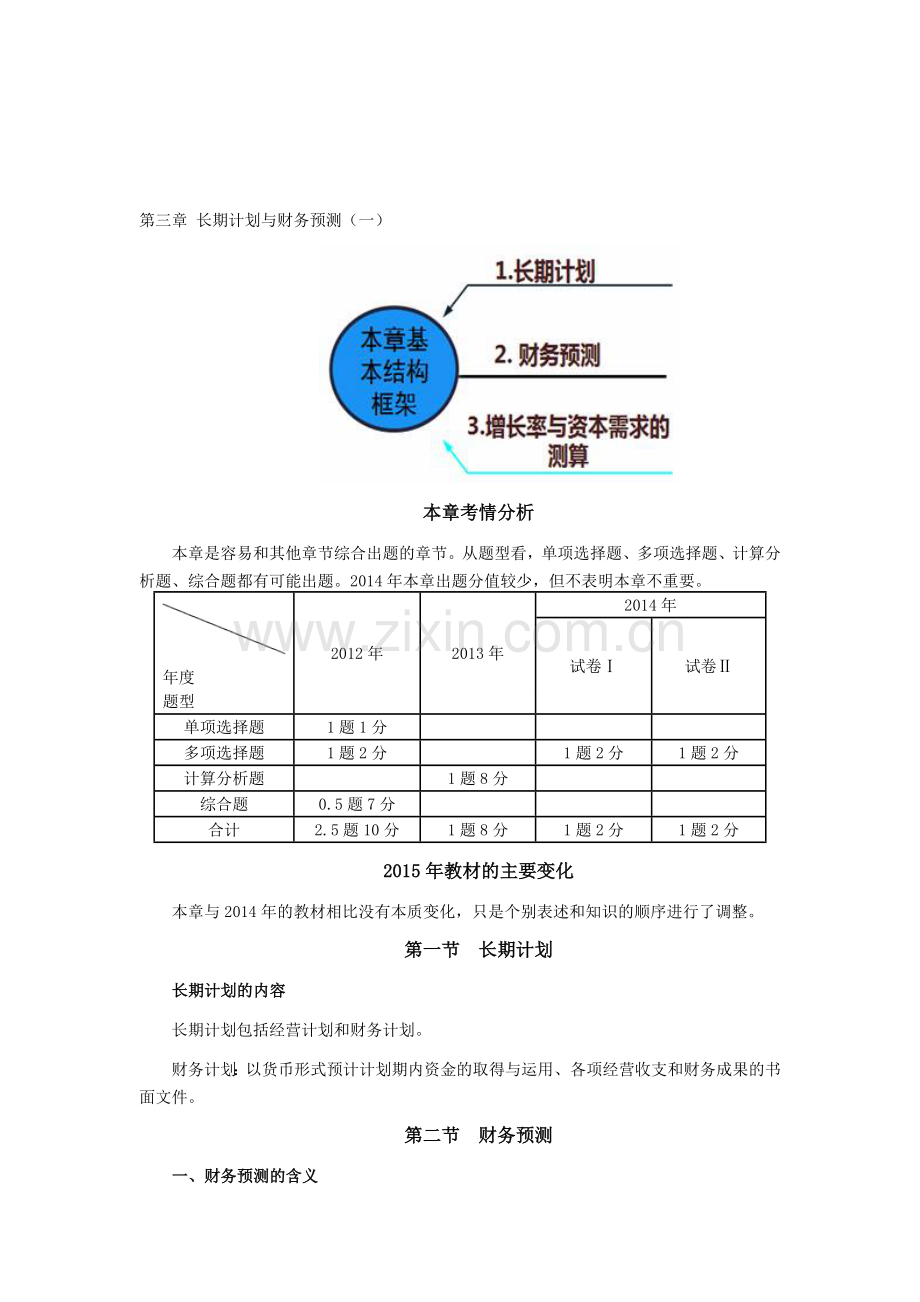 2016年CPA讲义《财管》第三章长期计划与财务预测01.doc_第1页