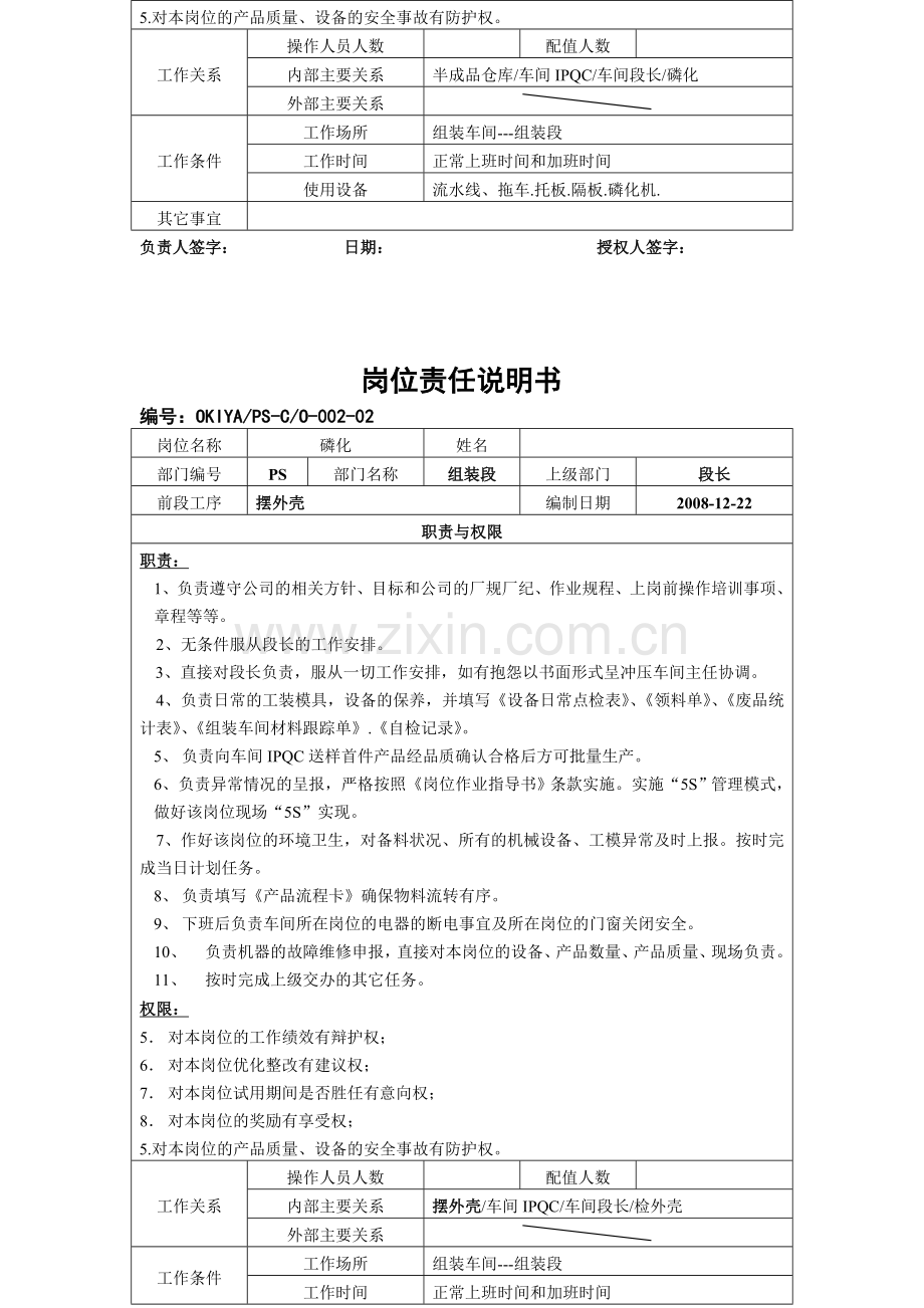 新一号线岗位职责说明书-001-组装段-Microsoft-Word-文档.doc_第2页