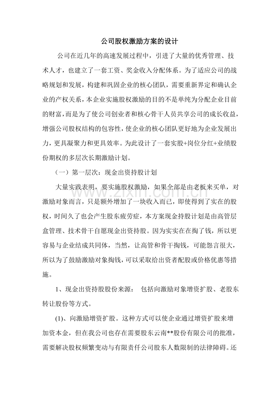 公司股权激励方案的设计.doc_第1页