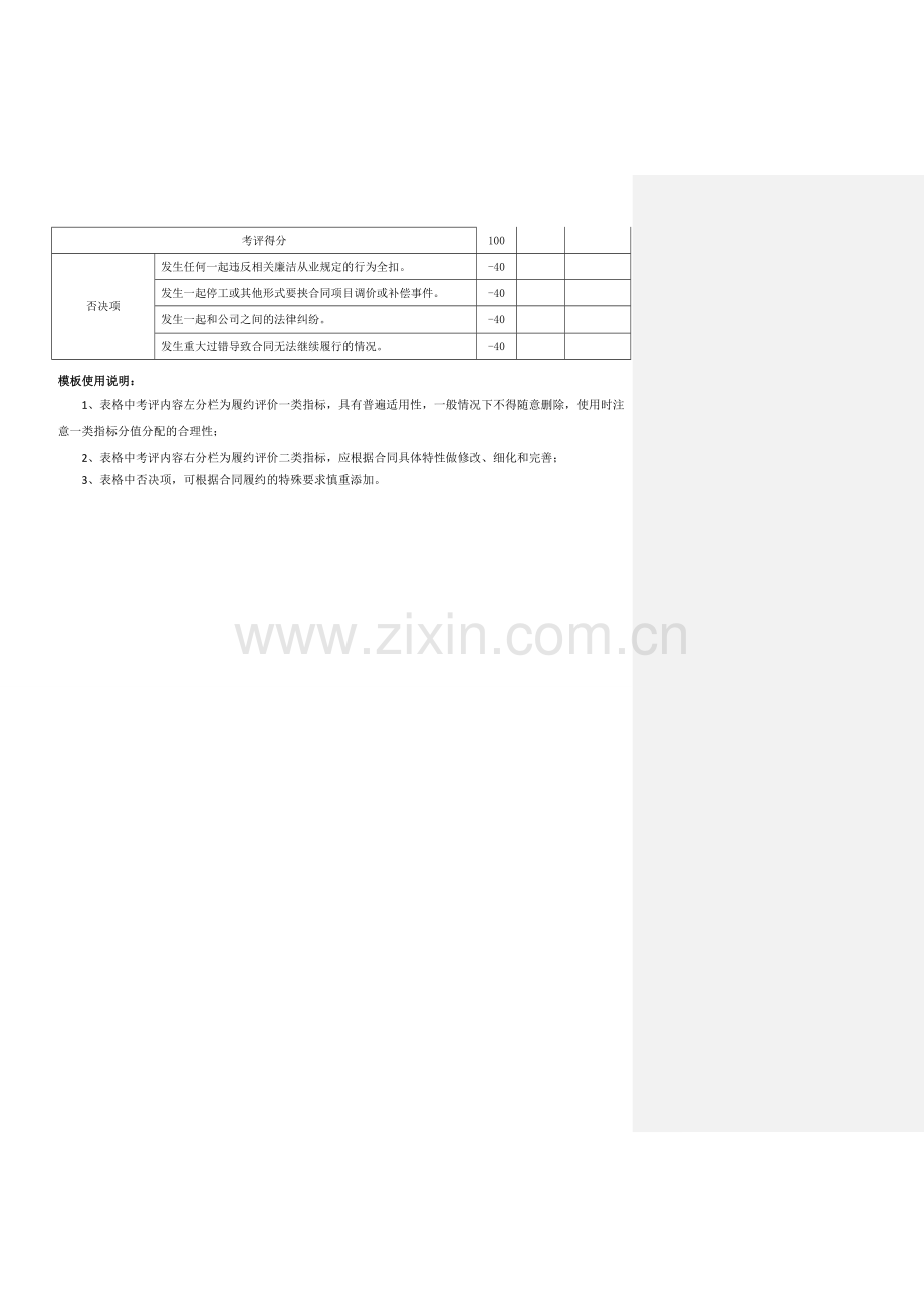 《合同履约评价表参考模板》--.doc_第2页