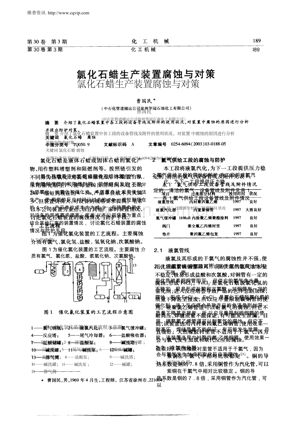 氯化石蜡生产装置腐蚀与对策.doc_第1页