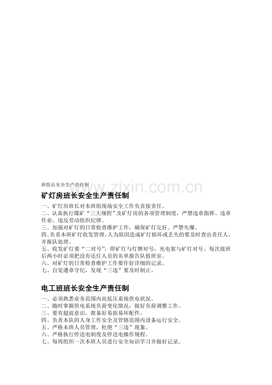 班组长安全生产责任制--岗位安全生产责任制.doc_第1页