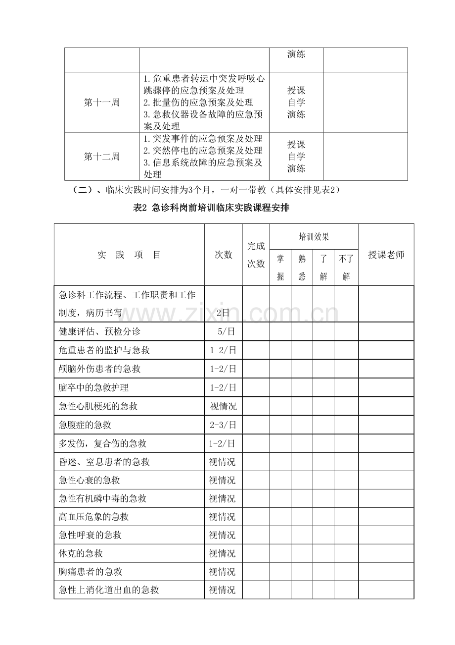 2018年急诊科新入职护士岗前培训计划.doc_第3页