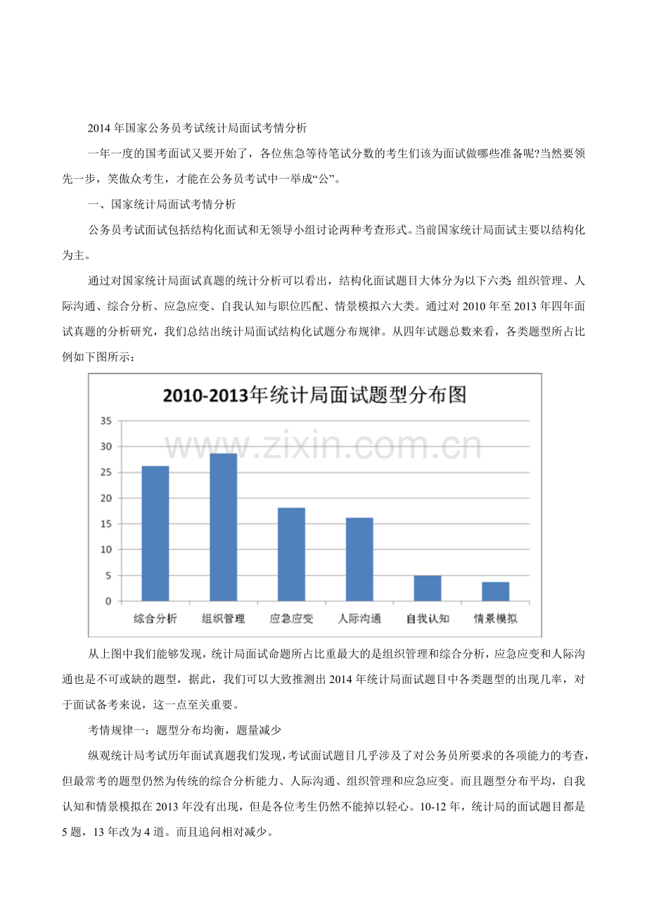 2014年国家公务员考试统计局面试考情分析.doc_第1页