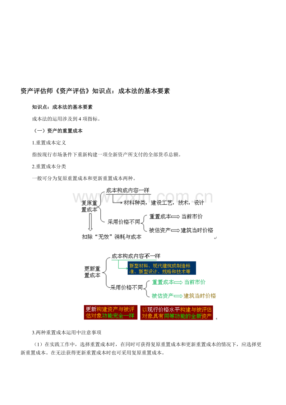 资产评估师《资产评估》知识点：成本法的基本要素.doc_第1页