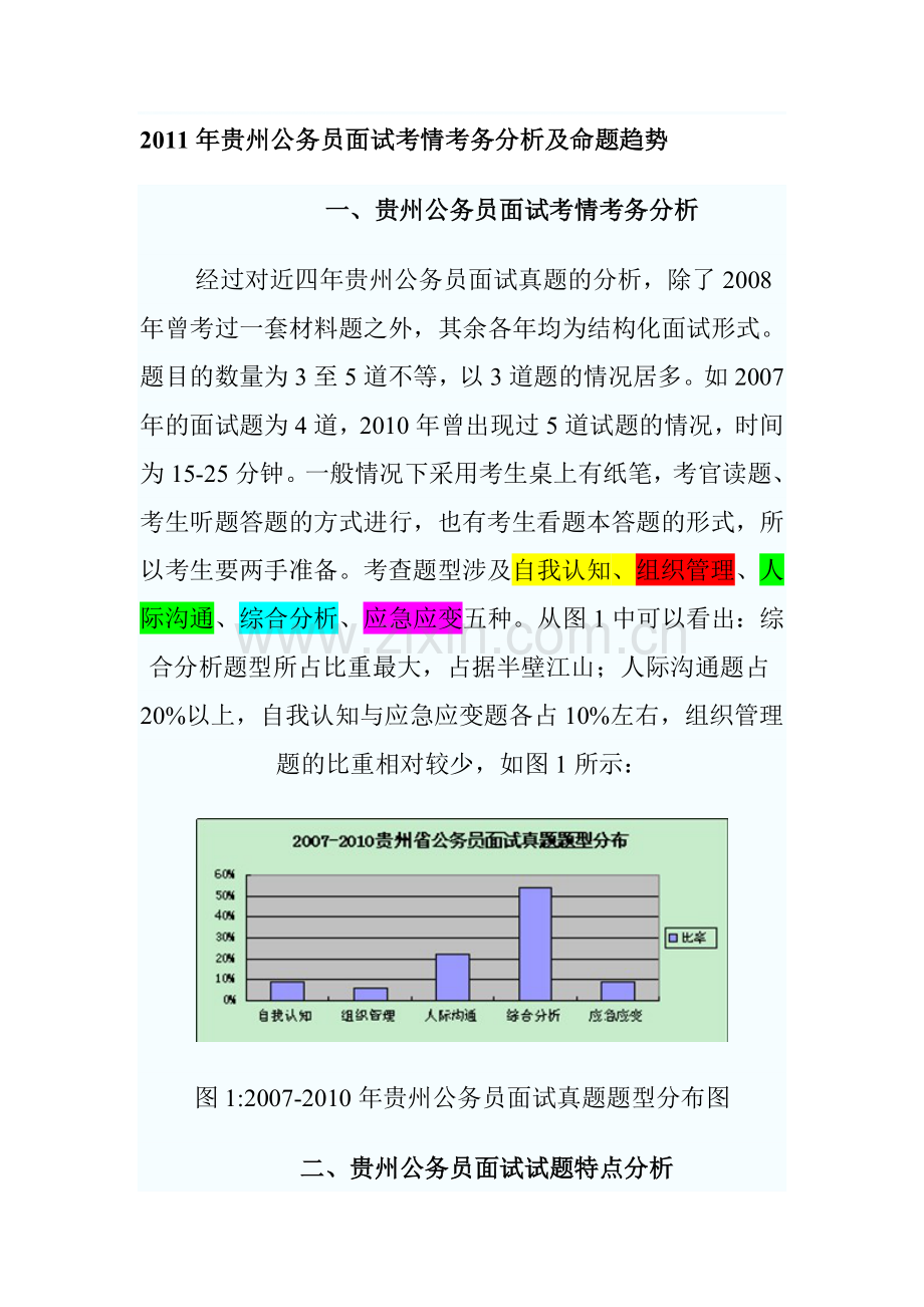 2011年贵州公务员面试考情考务分析及命题趋势.doc_第1页