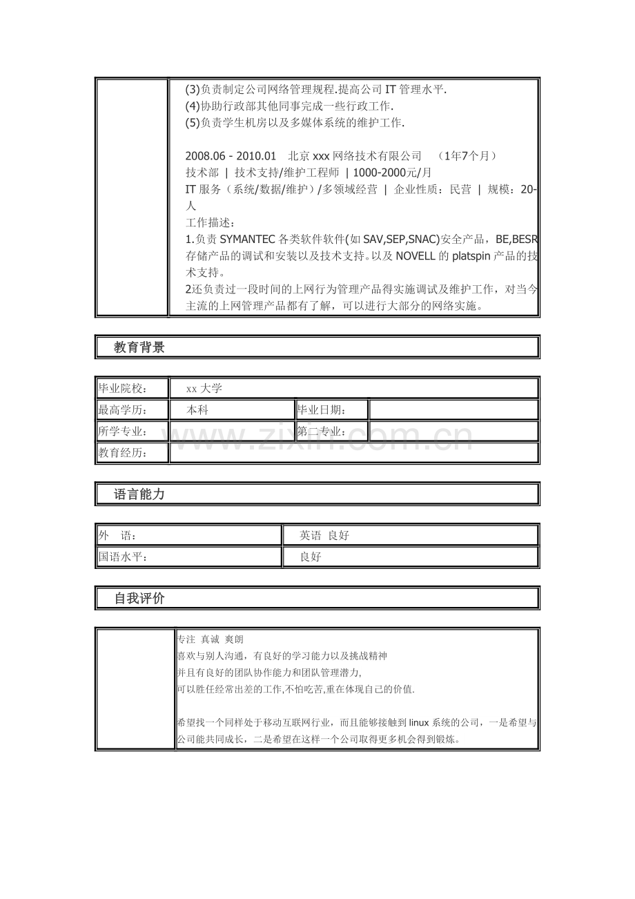 --自动办公系统运维工程师-个人简历模板.doc_第2页