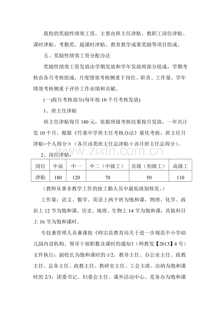 竹基中学奖励性绩效工资考核分配方案.doc_第2页