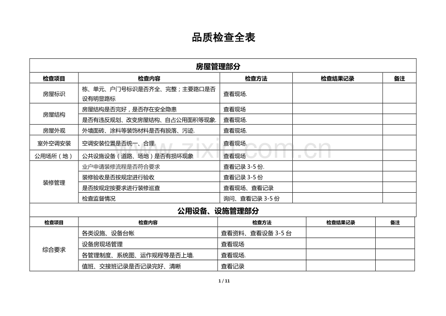 物业公司-品质检查全表.doc_第1页