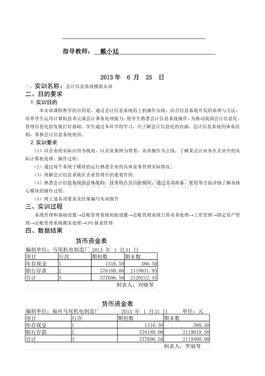 会计信息系统模拟实训报告.doc_第2页