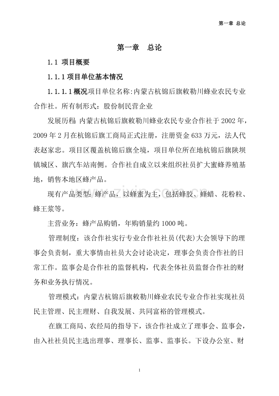 蜂产品加工项目可行性研究报告.doc_第1页