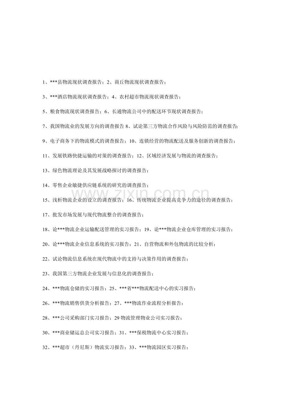 商丘科技职业学院物流管理专业2011届毕业生毕业实习报告题目.doc_第1页