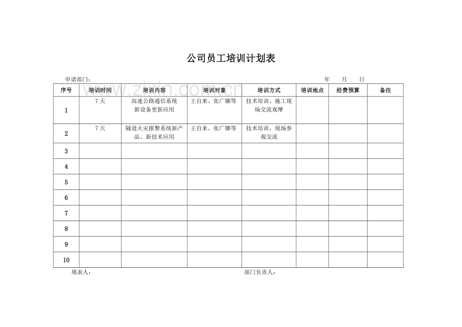 2012年度员工培训计划表的通知(后附计划表).doc_第3页