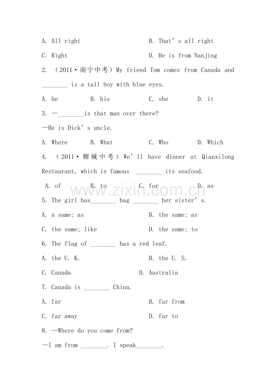 Countries-around-the-world单元测试3.doc_第2页