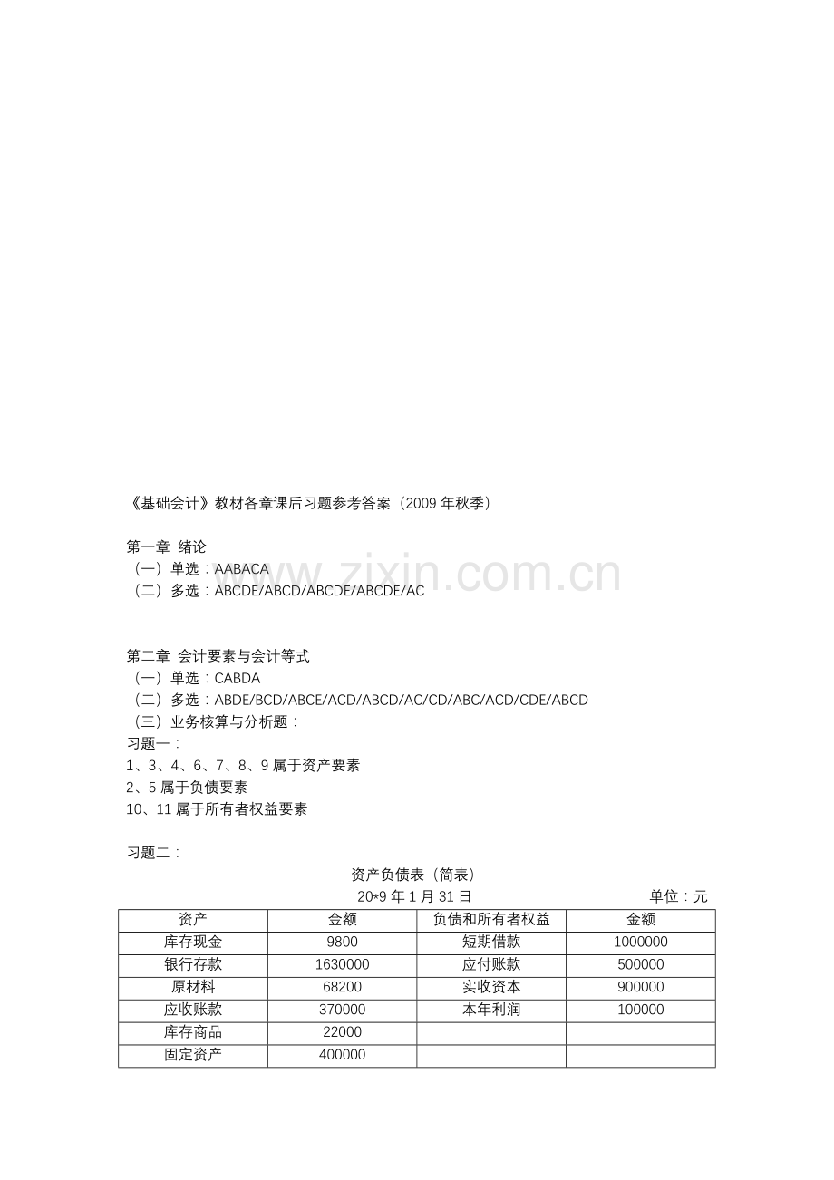 基础会计各章课后习题参考答案---副本.doc_第1页