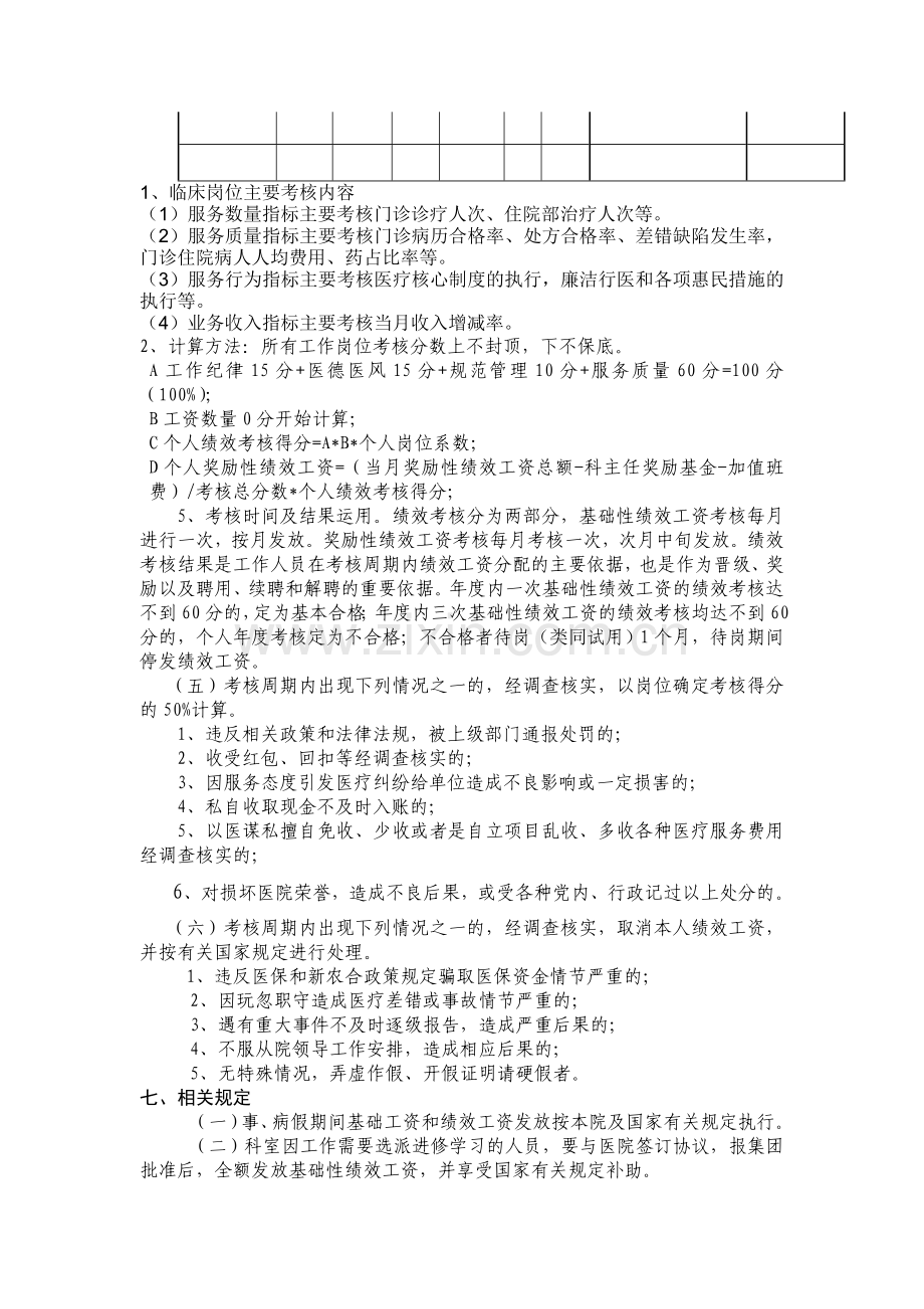 南湖医院康复科绩效工资考核分配方案.doc_第3页