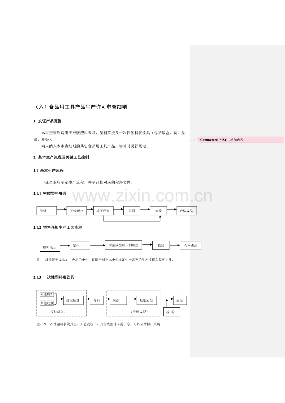 (六)食品用工具产品生产许可审查细则.doc_第1页