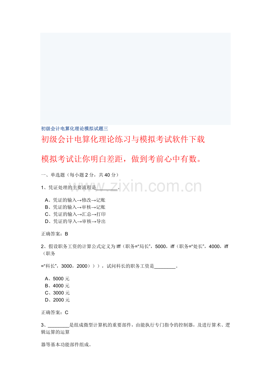 初级会计电算化理论练习.doc_第1页