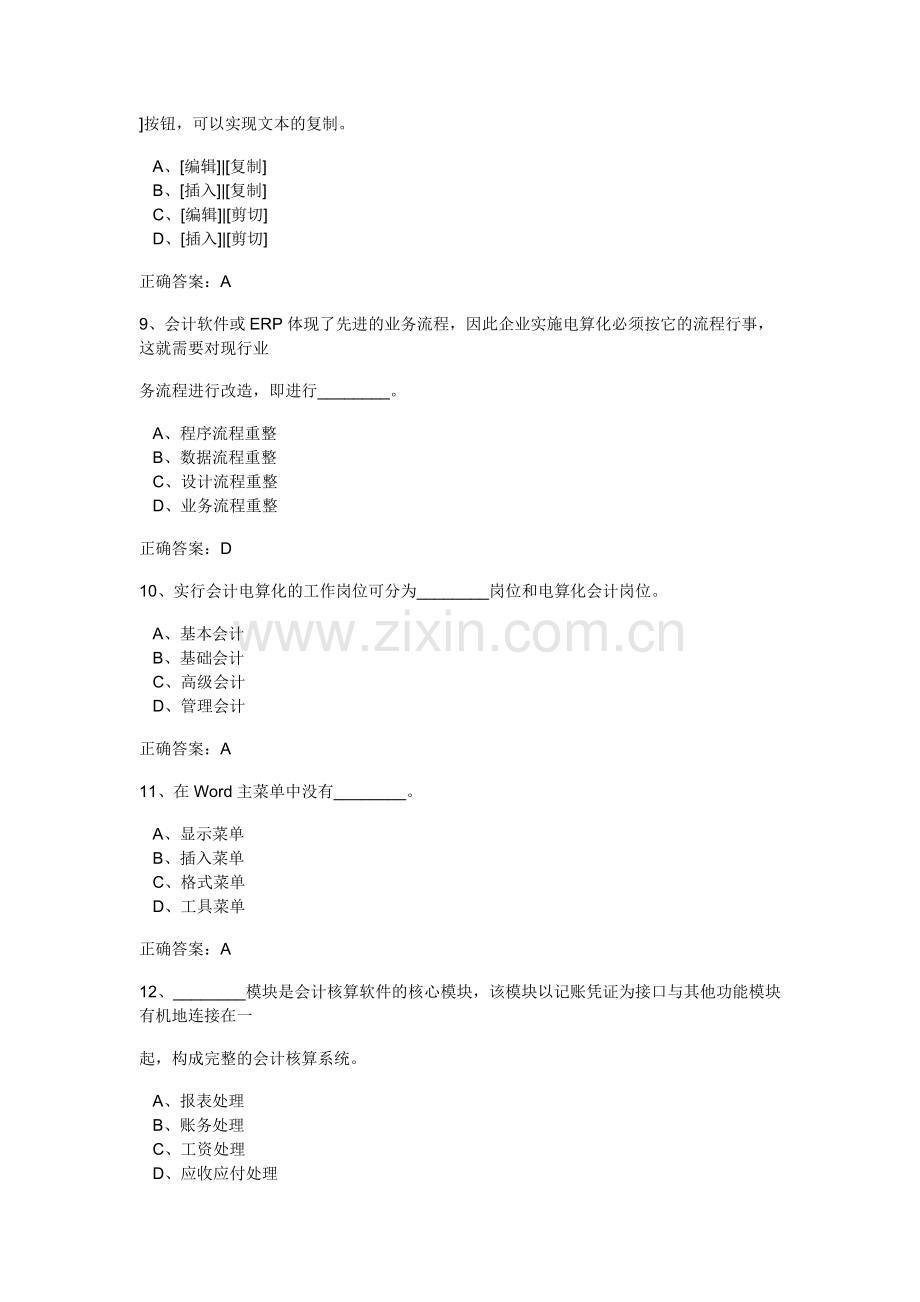 初级会计电算化理论练习.doc_第3页