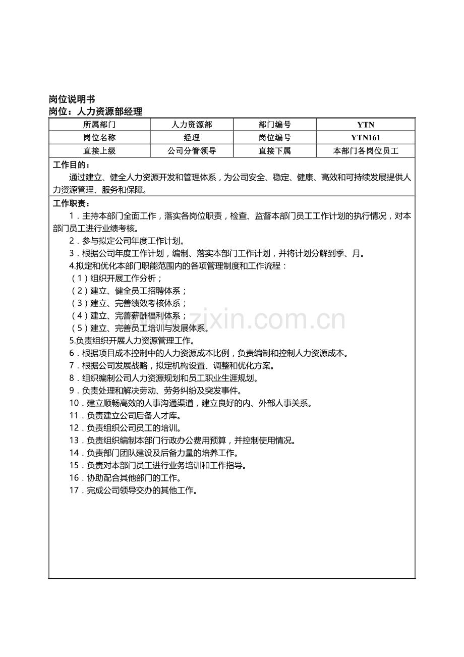 05人力资源部岗位说明书(修改).doc_第1页