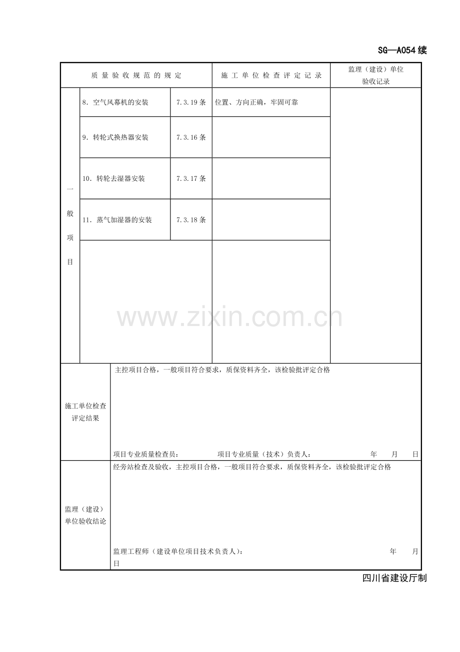 SG-A054通风与空调设备安装工程检验批质量验收记录.doc_第3页