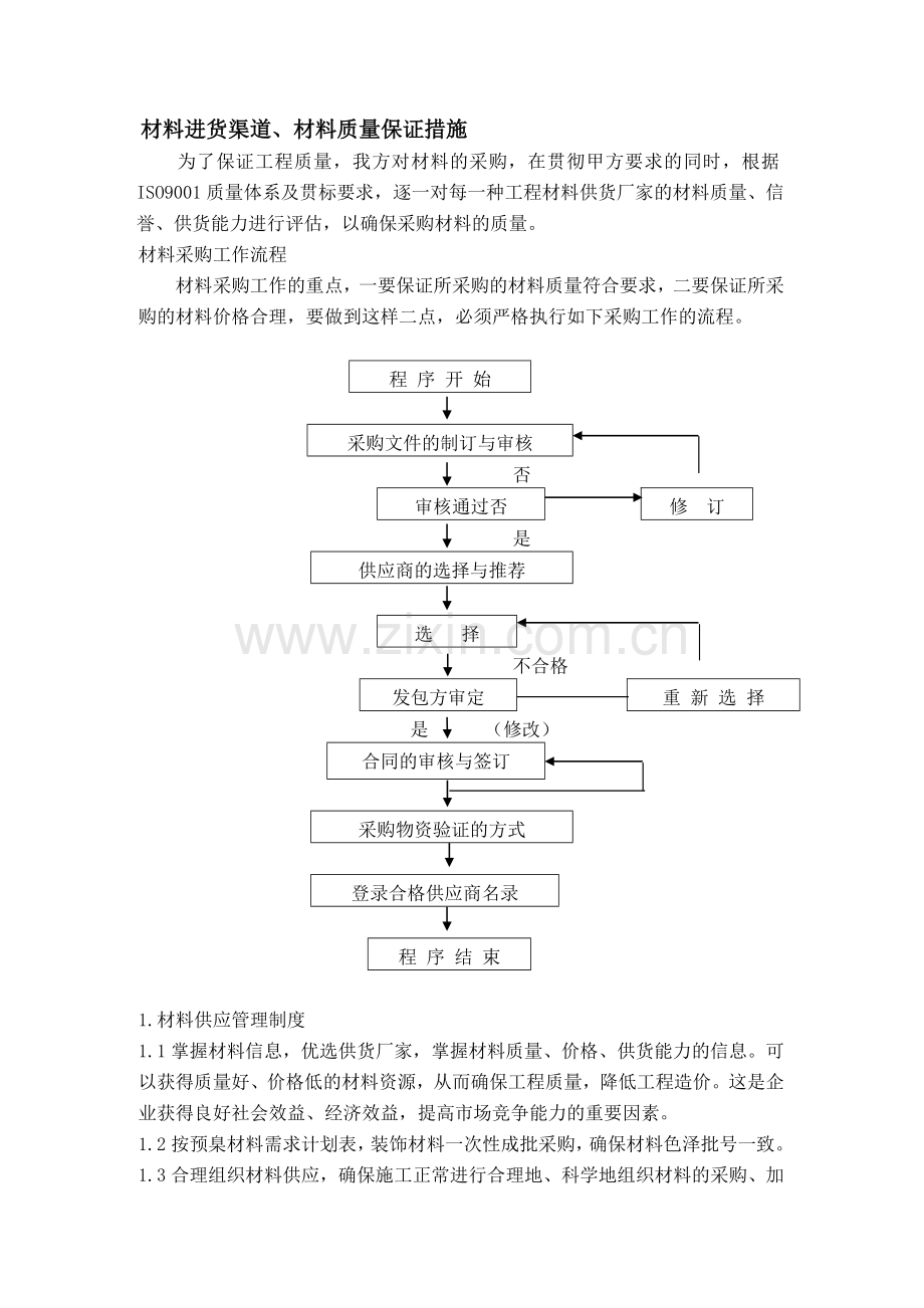 材料进货渠道、材料质量保证措施.doc_第1页