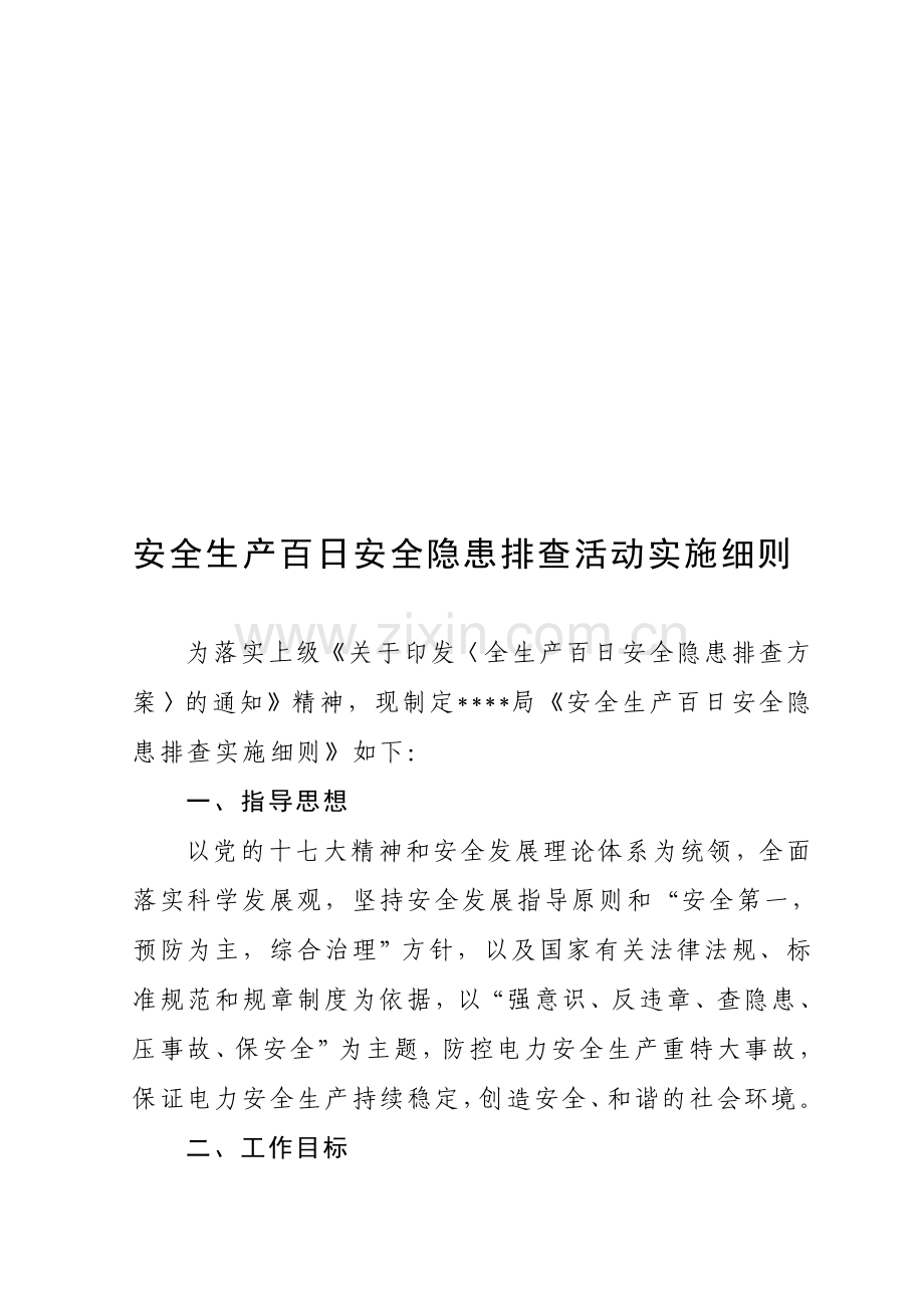 安全生产百日安全隐患排查活动实施细则.doc_第1页