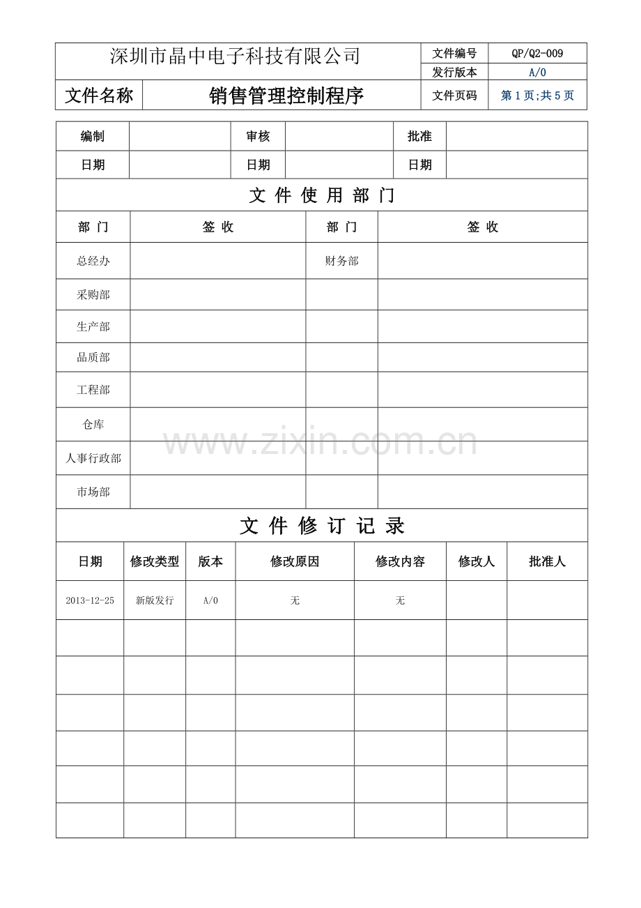 销售管理控制程序.doc_第1页