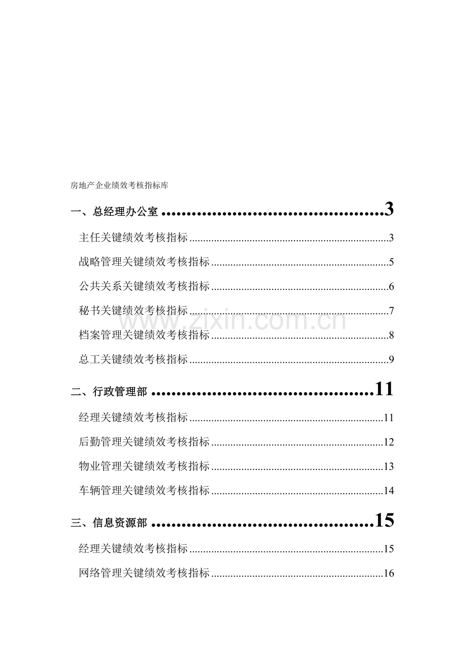 房地产公司岗位KPI指标库.doc_第1页