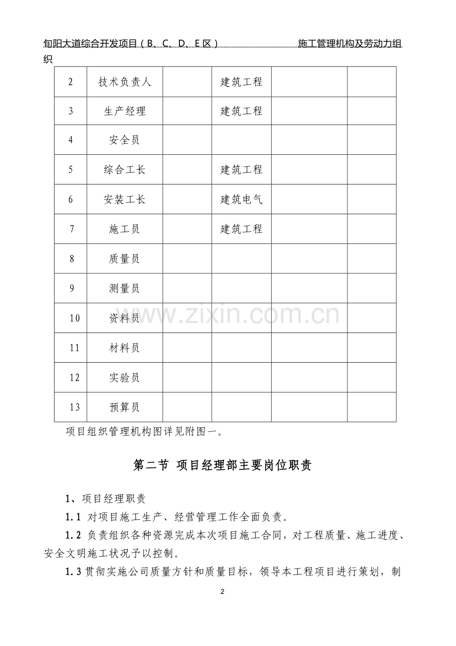 第三章--施工管理机构及劳动力组织.doc_第2页