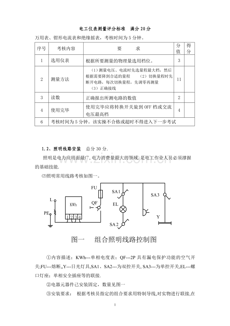 电工实操考核标准.doc_第2页