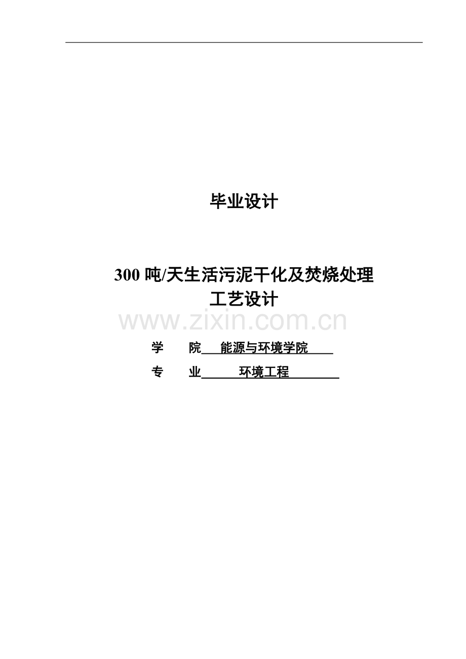 毕业设计(论文)--300吨天生活污泥干化及焚烧处理工艺设计.doc_第1页