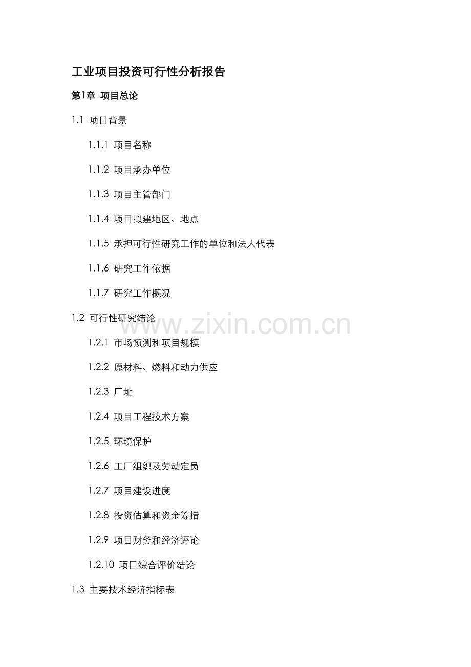 工业项目投资可行性分析报告.doc_第1页