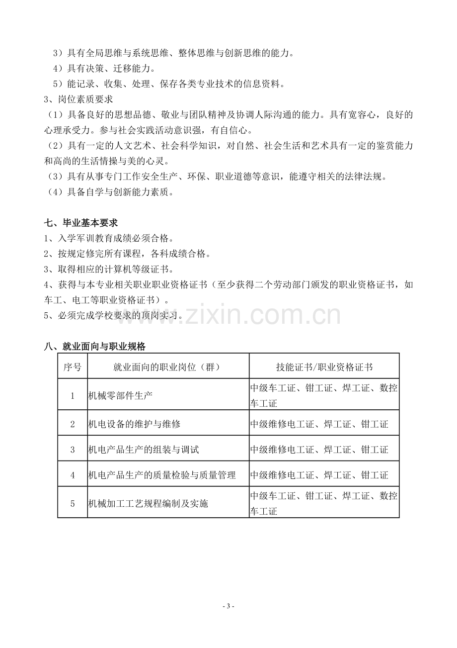 机电技术应用专业人才培养方案1(终结版201609119).doc_第3页