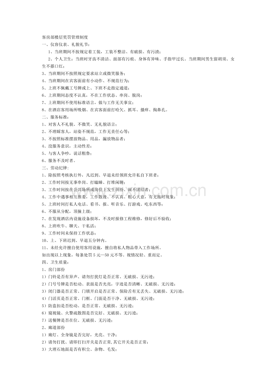 客房部楼层奖罚管理制度.docx_第1页