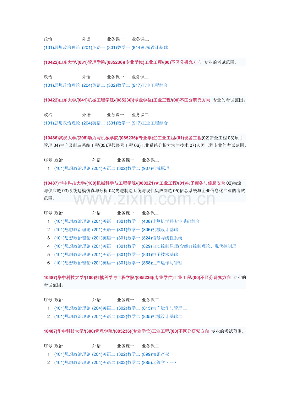 工业工程专业部分考研学校考试范围.doc_第3页