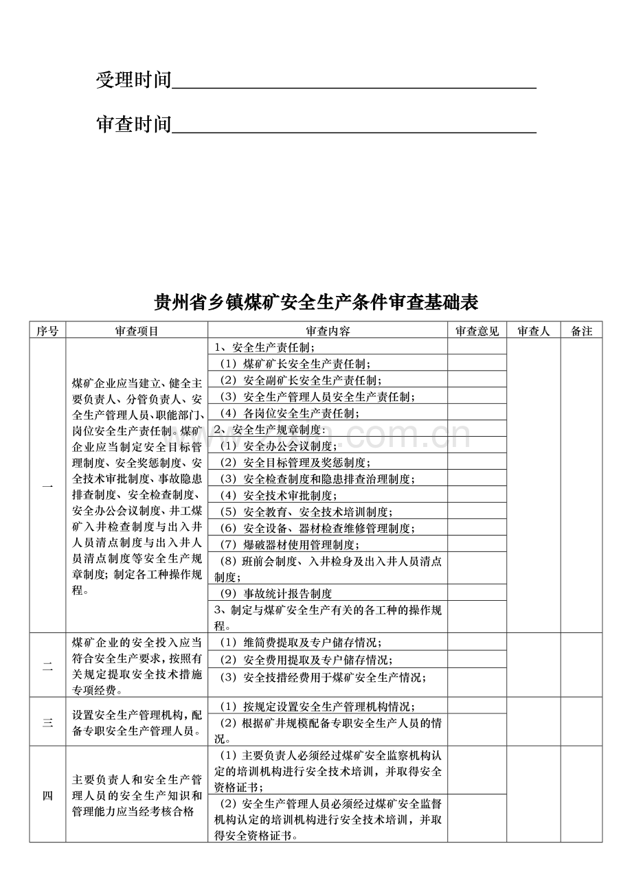 贵州省小型煤矿安全生产条件审查基础表.doc_第2页