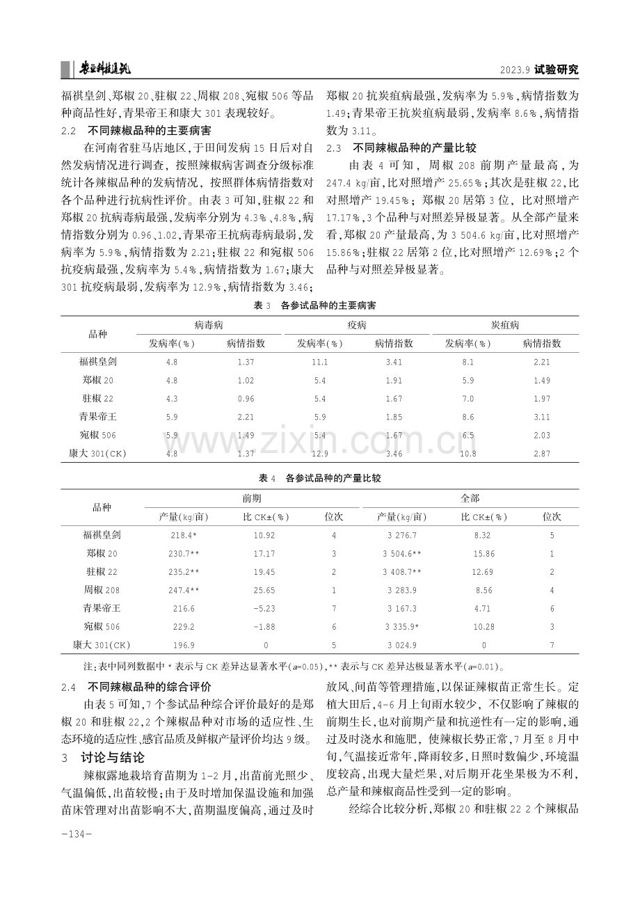 河南省牛角型辣椒早春露地比较试验.pdf_第3页