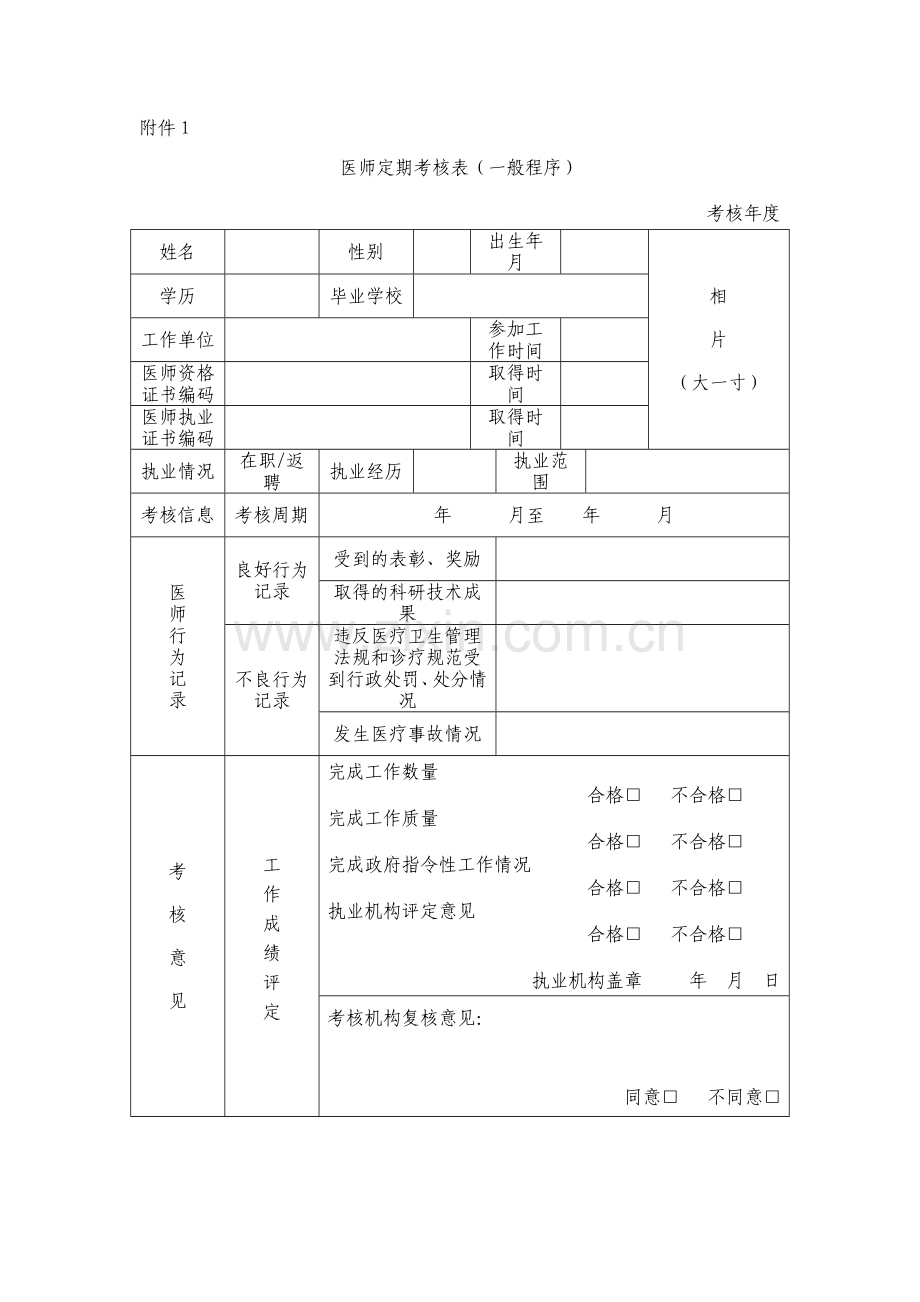 医师定期考核表(2014年).doc_第1页