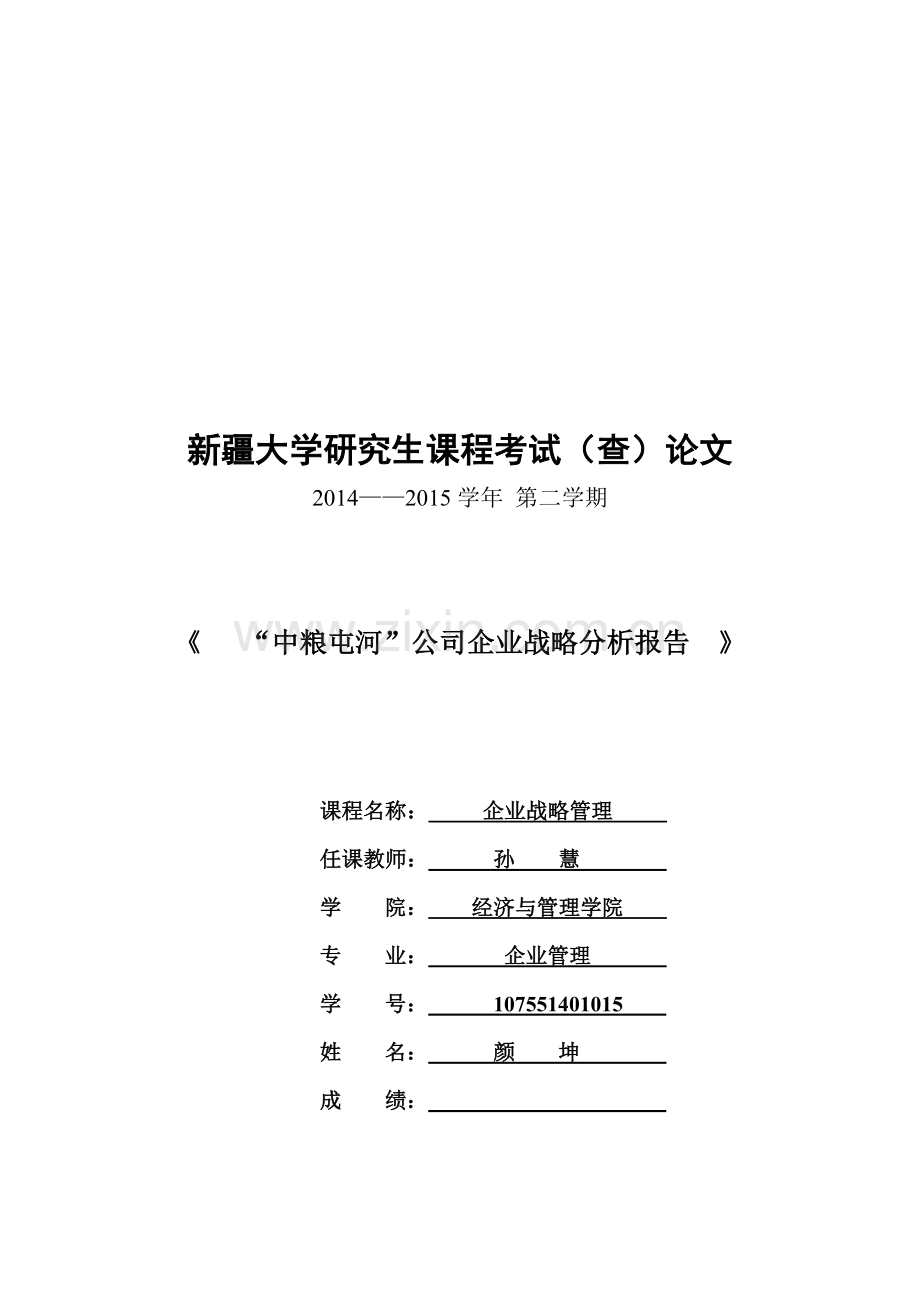 新疆“中粮屯河”-企业-战略分析-报告.doc_第1页