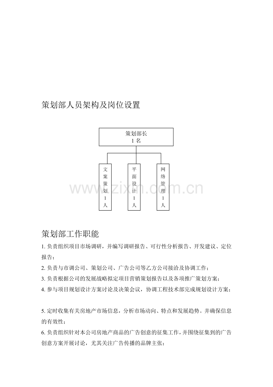 策划部人员架构及岗位职责.doc_第1页