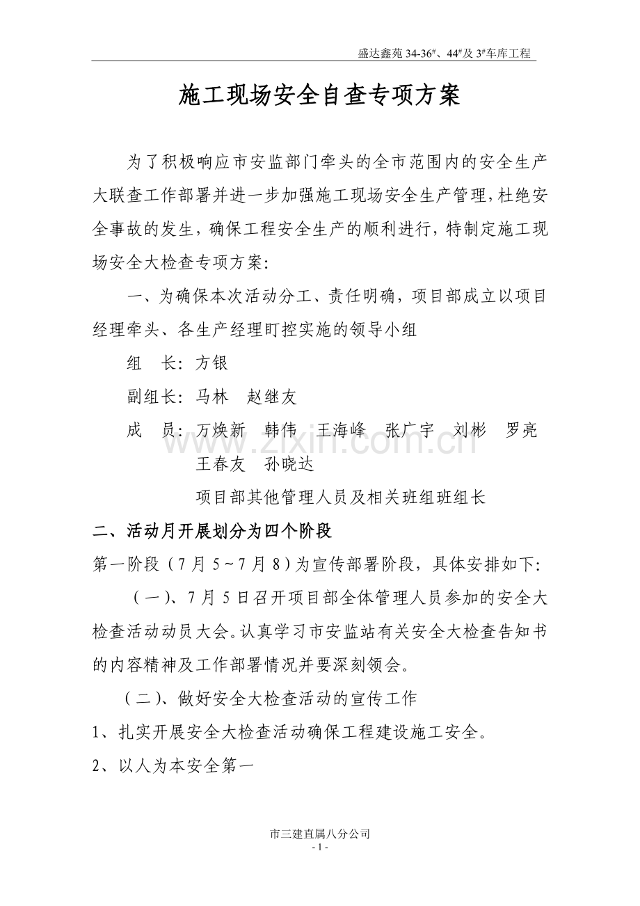 项目部安全生产大检查专项方案.doc_第1页