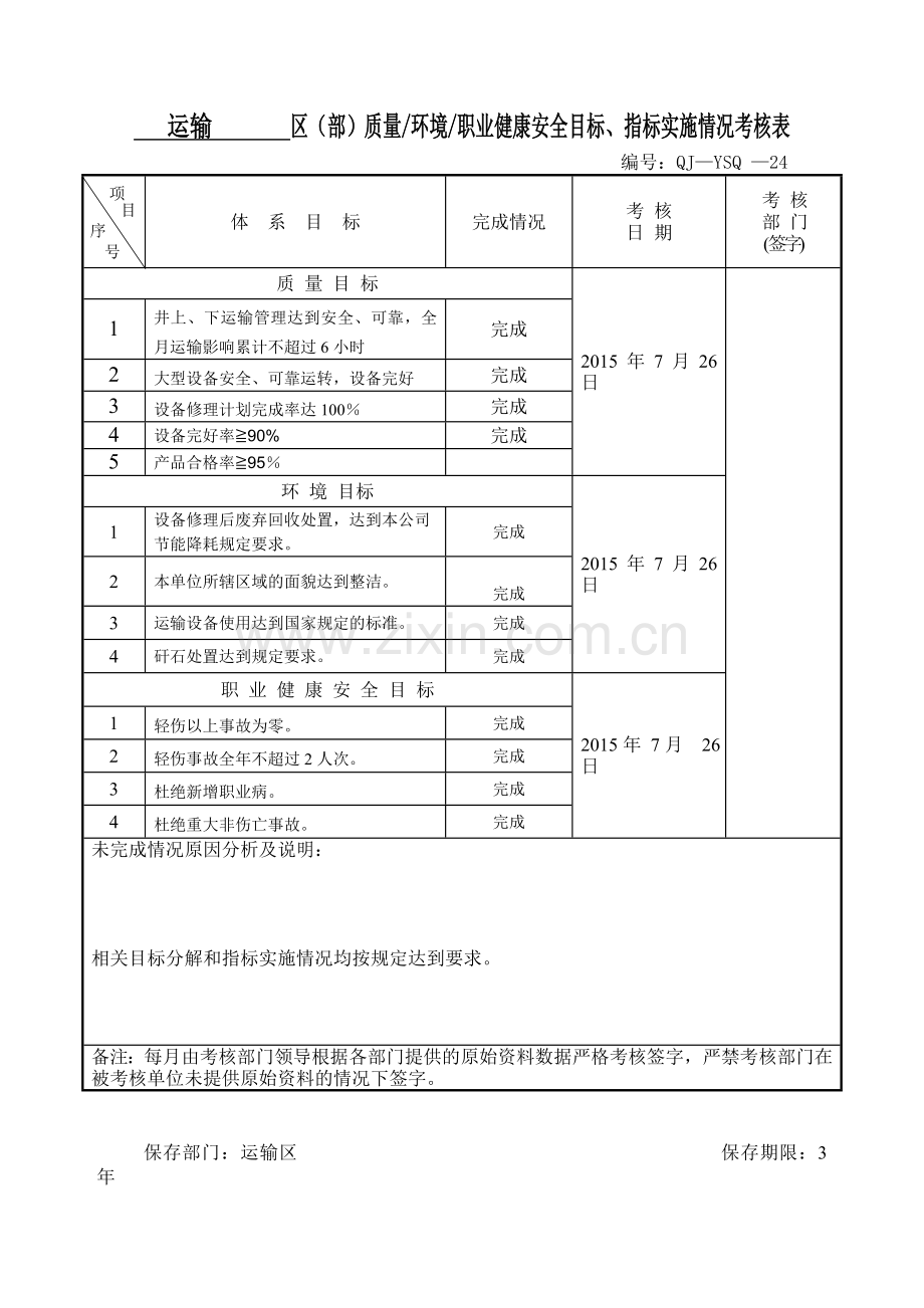 24质量环境职业健康安全目标、指标实施情况考核表-3.doc_第3页