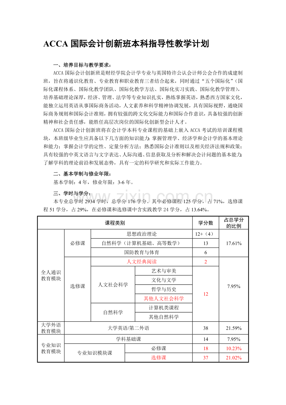 ACCA国际会计创新班本科指导性教学计划2012年7月25日.doc_第1页