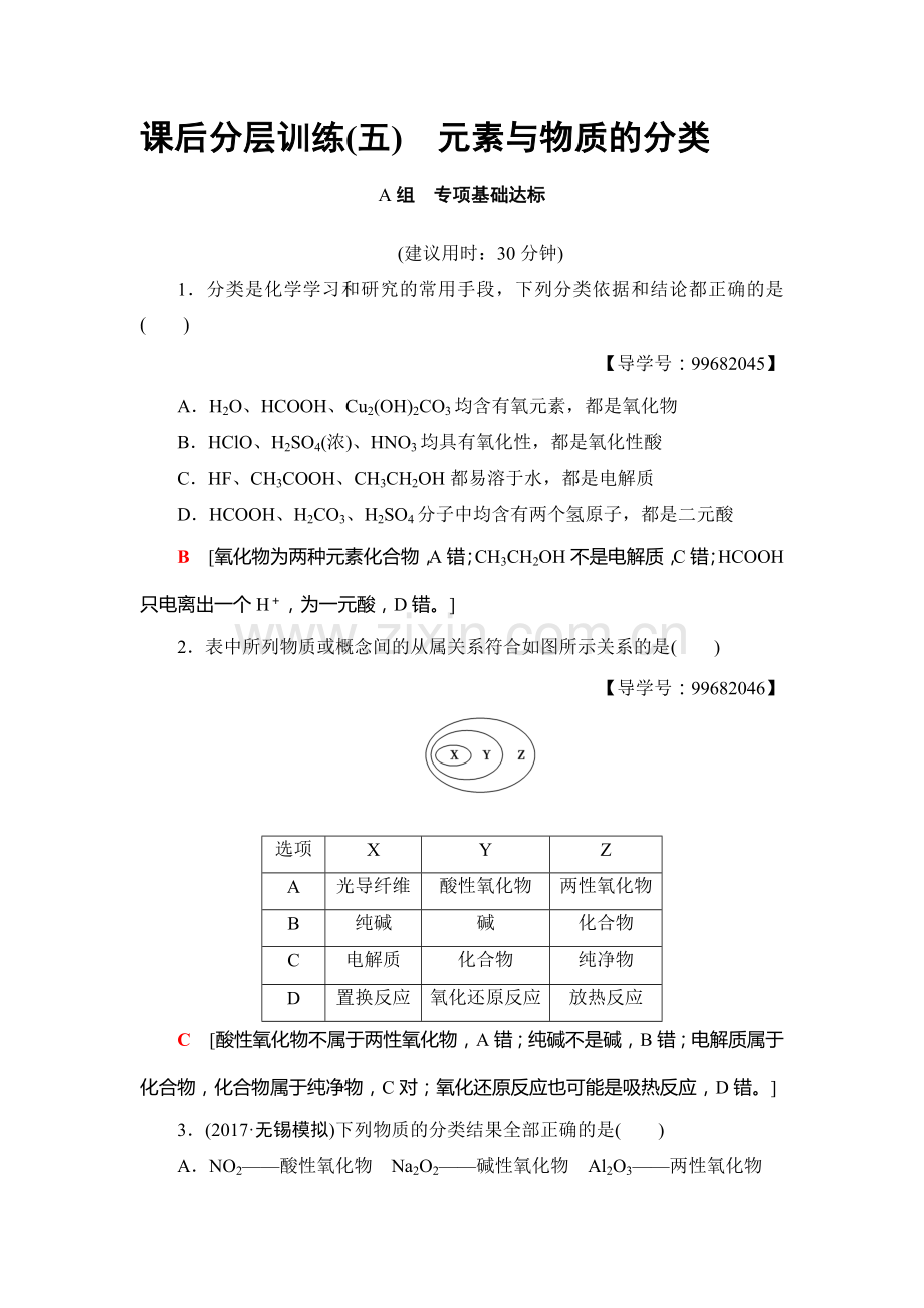 2018届高考化学第一轮复习专题突破训练6.doc_第1页