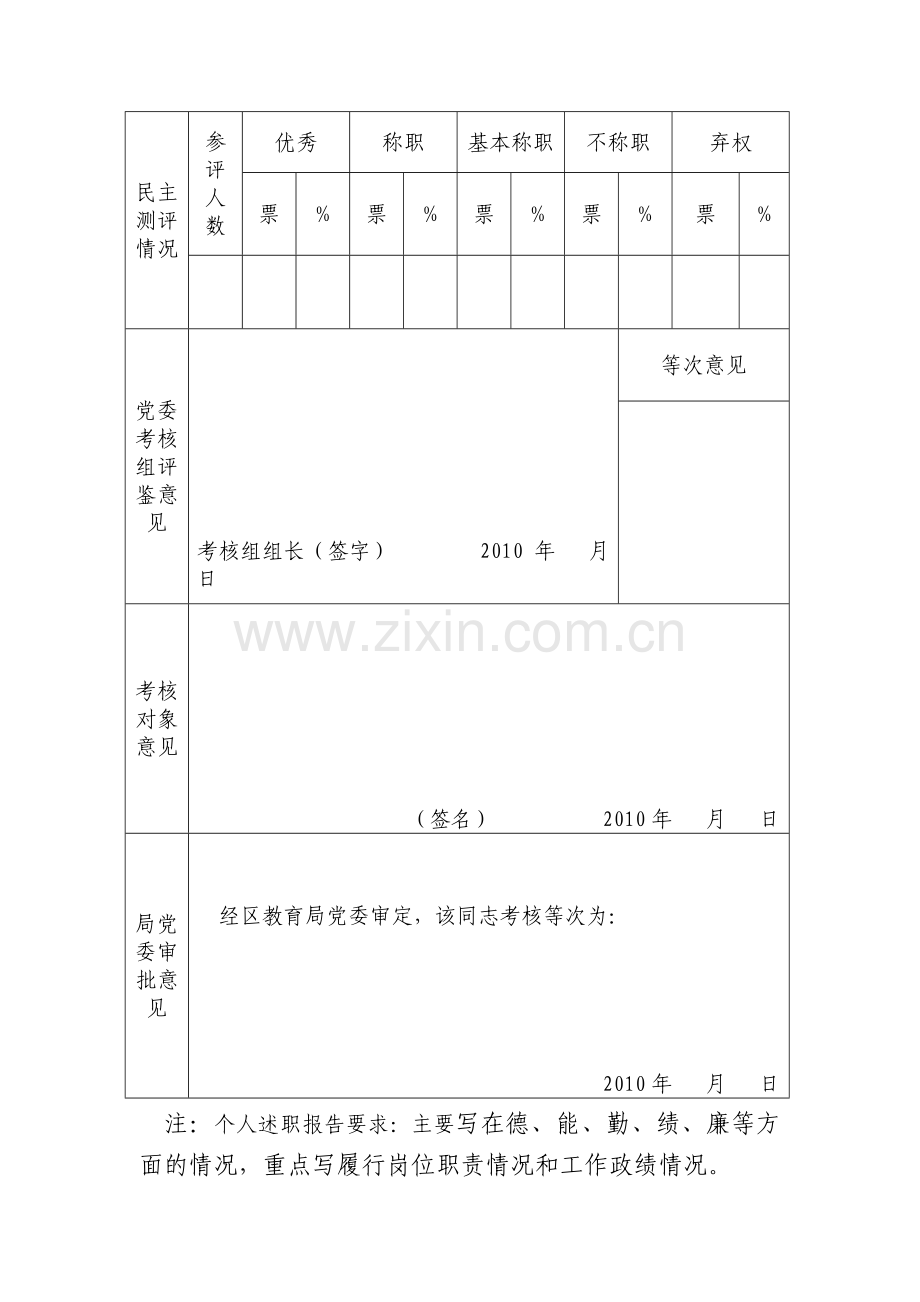 2011年度学校中层及以上干部考核登记表.doc_第2页