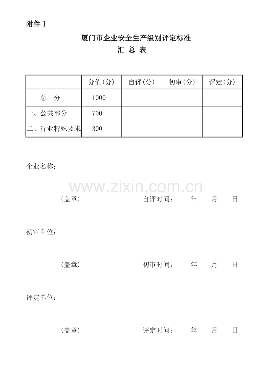 厦门市企业安全生产级别评定标准.doc_第1页