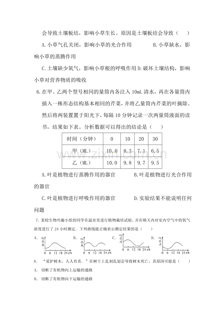 生物圈中的绿色植物同步检测卷.doc_第2页