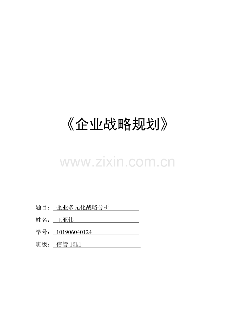 企业多元化战略分析.doc_第1页